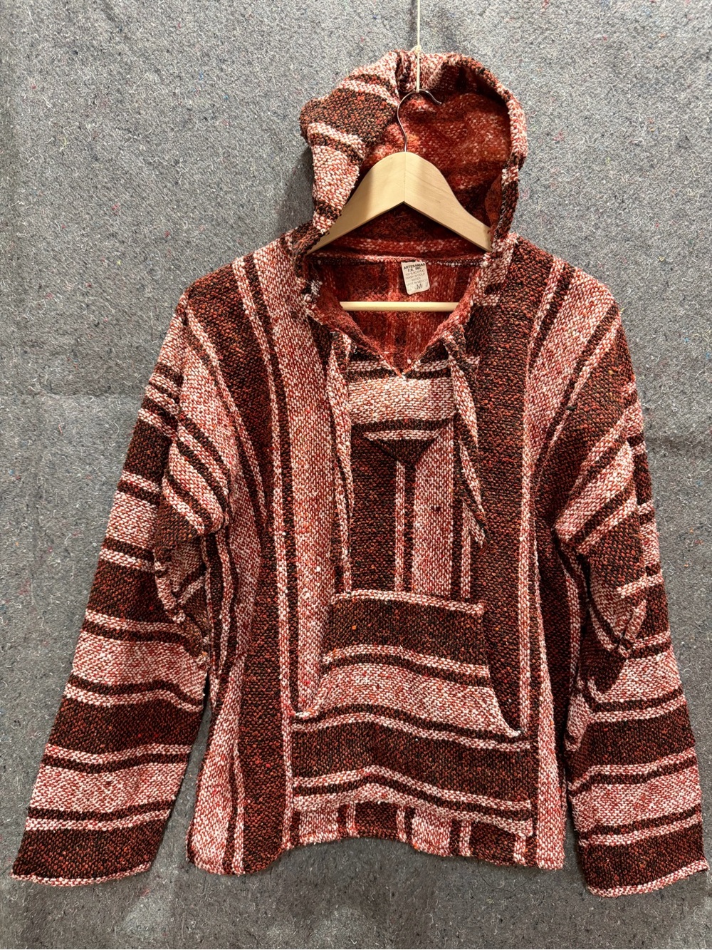 Striped Rust & Cream Baja Hoodie Sweater